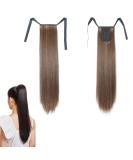 Clip In Ponytail Hair Extension - Ombre Brown Straight Wrap Around Synthetic Hairpiece for Women | 22 inch - GBMW046 - Buy Online on GoSupps.com