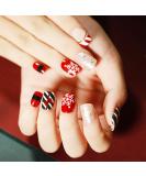 Brishow Christmas Press-On Nails - Red Artificial Short False Nails with Snow Moose | 24 Pcs for Women & Girls - Buy Online on GoSupps.com