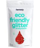 Hemway Eco-Friendly Biodegradable Glitter 100g - Vegan Cosmetic Safe Sparkle for Face Eyes Body Hair & Craft - Red Festival Makeup 0.6mm - Buy Online on GoSupps.com