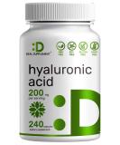 Hyaluronic Acid 200mg Capsules - 240 Count | 4 Month Supply, 95%+ Purity, Plant-Based - Supports Joint Health, Bone Strength & Skin Hydration - Buy Online on GoSupps.com