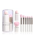 JPNK Portable Makeup Brushes Set - 8 in 1 Travel Loose Powder, Angled, Foundation, Lip Brush - Retractable Makeup Brushes (White) - Buy Online on GoSupps.com