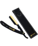 Premium BLACK & GOLD Stainless Steel Straight Edge Barber Razor - Exchangeable Blade Safety Razor - Macs-045B - Buy Online on GoSupps.com