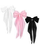Silky Satin Hair Bows for Women 3 PCS Big Black Bow White Bow Pink Bow Bowknot Metal Spring Clip Oversized Long Tail Hair Ribbons Ponytail Holder French Barrettes Hair Accessories Black & White & Pink - Buy Online on GoSupps.com