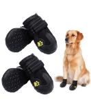 P.K.ZTopia Waterproof Dog Boots for Medium to Large Dogs | Reflective Straps & Anti-Slip Sole | Size 8 (74-88 lbs) | Black (4PCS) - Buy Online on GoSupps.com