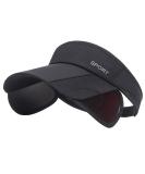 Women's Adjustable Sun Visor Golf Cap with Retractable Brim - UV Protection Sport Hat in Black - Buy Online on GoSupps.com