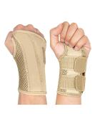 NuCamper Wrist Brace Carpal Tunnel Support Sleeve for Men Women | Adjustable Straps, Night Sleep Splint | Tendonitis Arthritis Pain Relief - Right Hand, Beige Large/X-Large - Buy Online on GoSupps.com