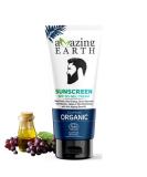 AMAzing EARTH Sunscreen SPF 50 Gel Cream | Organic Matt Finish Skin Brightening & Anti-Aging | No Parabens - 100gm - Buy Online on GoSupps.com