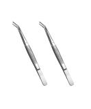 Stainless Steel Tweezers, with Curved Serrated Tip Multipurpose Tweezers Sewing Machine Tweezers Forceps for Craft Repairing (2 Pcs set) 2 Count (Pack of 1) - Buy Online on GoSupps.com