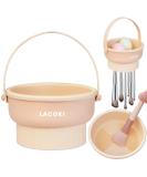 3 in 1 Makeup Brush Cleaner Mat & Bowl - Silicone Brushes Cleaner with Hanger | Beauty Sponge & Blender Holder - Khaki - Buy Online on GoSupps.com