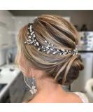 Handcess Bridal Wedding Headband | Silver Crystal Leaves Hair Accessories for Bride & Bridesmaids - Buy Online on GoSupps.com
