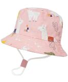 XYIYI Kids Pink Alpaca Bucket Hat | Adjustable Sun Beach Hat for Boys Girls 12-24 Months - Buy Online on GoSupps.com