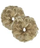 Thick Updo Scrunchies Hair Extension Ponytail 2 PCS - Dark Ginger Mix Bleach Blonde - Messy Bun Hair Piece for Women - Buy Online on GoSupps.com