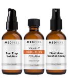 MedPeel 70% AHA & Vitamin C Brightening Peel Kit - Professional Grade Chemical Face Peel for Age Spots (3 Kit/1oz) - Ships Internationally - Buy Online on GoSupps.com