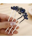 Missgrace Blue Crystal Rhinestone Flower Hair Comb for Bride - Wedding Prom Hair Accessory - Buy Online on GoSupps.com