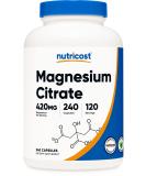 Nutricost Magnesium Citrate 420mg - 240 Vegetarian Capsules | Gluten Free, Non-GMO, Vegetarian Friendly - 120 Servings - Buy Online on GoSupps.com