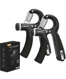 Adjustable Hand Trainer Set - 2 Forearm Grip Strength Trainers (5-60 kg) for Athletes & Recovery - Non-Slip Handle - Black - Buy Online on GoSupps.com
