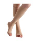 Bounfend Compression Socks 20-30mmHg - Knee High Open Toe Medical Grade Stockings for Men & Women | Varicose Vein Relief Swollen Legs Shin Splints Travel | Beige L Large - Buy Online on GoSupps.com