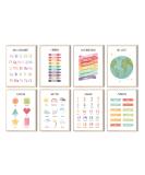 Meinbaby123 Pedagogical learning posters Learning posters |Pictures of children's room |8 Set A4 Poster Set |Alphabet ABC Numbers |Preschool elementary school |Wall poster Premium (learning poster - 8th set) - Buy Online on GoSupps.com
