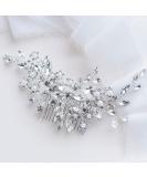 Catery Flower Crystal Bride Wedding Hair Comb Hair Accessories with Pearl Bridal Side Combs Headpiece for Women Pack of 1(Silver) - Buy Online on GoSupps.com
