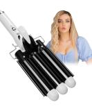 3-Barrel Curling Iron for Beach Waves | 25mm Adjustable Temperature Ceramic Waver - Ideal for Long & Short Hair - Quick Heating Black - Buy Online on GoSupps.com