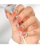 Sethexy Long Coffin False Nails - Handmade 3D Crystal Chain Acrylic Nail Art for Women & Girls - Salon Quality - Buy Online on GoSupps.com