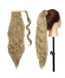 20 Inch Ash Blonde Corn Wave Ponytail Clip in Hair Extension - Long Wavy Wrap Around Hairpiece for Women - Buy Online on GoSupps.com