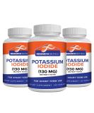 (3 Pack) Potassium Iodide 130mg - 180 Capsules for Thyroid Support - Dietary Supplement with KI Potassium Iodine - Best Potassium Iodide Tablets - Buy Online on GoSupps.com