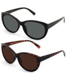 2 Pairs Women Outdoor Reading Sunglasses Oversized Full Lens Readers Leopard 1 Black 1 Tortoise 1.75 x - Buy Online on GoSupps.com