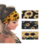GORTIN Sunflower Boho Headbands Pack of 3 - Wide Turban Head Wraps for Women and Girls - Buy Online on GoSupps.com