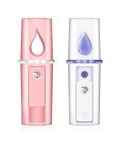 2 Pcs Nano Facial Mister Portable Mini Face Mist Sprayer for Skin Care, Makeup - USB Rechargeable Mirror - Pink White - Buy Online on GoSupps.com