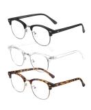 SOAR&EAGLE 3 Pack Blue Light Blocking Glasses - Retro Semi Rimless Computer Gaming Eyewear (Bright Black/Silver/Crystal Silver/Amber Gold) UV400 Clear Lens - Buy Online on GoSupps.com