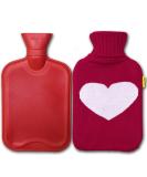 AQUAPAPA Large 1/2 Gallon Classic Non Toxic Natural Rubber Hot Water Bottle with Big Heart Red Knit Cover  2 Liters  Great for Pain Relief  Hot and Cold Therapy - Buy Online on GoSupps.com