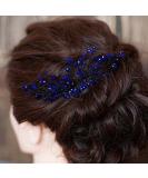 Elegant Blue Rhinestone Bridal Hair Comb - Crystal Flower Headband for Weddings - Buy Online on GoSupps.com