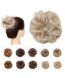 Synthetic Messy Curly Hair Bun Extensions for Women - Bleach Blond & White | 25g Updo Donut Hairpieces - Buy Online on GoSupps.com