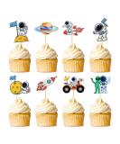 Daimay 32PCS Outer Space Cupcake Toppers Spaceship Themed Party Cake Decorations Supplies Rocket Astronaut Cupcake Decoration for Birthday Space Theme Party - Buy Online on GoSupps.com