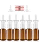 Nasal Spray Bottle Set - 6 Pcs 30ML Amber Refillable Fine Mist Sprayers with Funnels & Labels | Perfect for Travel & Home Use - Buy Online on GoSupps.com