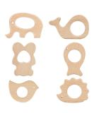 Aoliandatong 6 pieces of wooden figures wood animals children bite ring of course baby wooden animal bite ring gripping wooden pite ring wooden teaer for toddlers - Buy Online on GoSupps.com