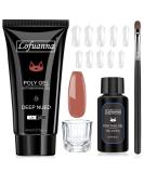 Lofuanna Poly Nail Gel Set - 60ml Dark Nude Nail Extension Kit | All-in-One Nail Gel Kit with Slip Solution Brush & Forms | Perfect for Beginners - Nail Art Design - Buy Online on GoSupps.com