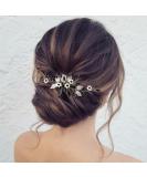 Zoestar Bridal Hair Combs - Flower Pearl Headpiece & Crystal Leaf Hair Accessories for Brides & Girls (Black) - International Shipping Available - Buy Online on GoSupps.com