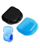 Shop 2PC Dental Disposable Braces & Prosthetic Travel Box - Lightweight with Air Hole Black & Light Blue - Ideal for Mouth Protection - Buy Online on GoSupps.com