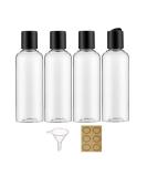 APSTAQEOO 4 x 150 ml Plastic Squeeze Bottles - Refillable Travel Containers with Funnel & Labels - Sliced Lids & Folding Lock - Perfect for Liquids - Buy Online on GoSupps.com