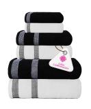 CASA COPENHAGEN Solitaire 600 GSM 6-Piece Towel Set - Super Soft Egyptian Cotton - White + Black - Buy Online on GoSupps.com