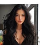 Long Synthetic Black Wigs for Women | 27 inch Body Wave Closure Wigs - Buy Online on GoSupps.com