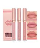 Lip Gloss Set Lipstick Set 3 Pcs Nude Lip Gloss Long Lasting Non Stick Cup Matte Liquid Lipstick Moisturizing Waterproof Pink Lipgloss Smooth Velvet Texture Lipstick Sets For Women - Buy Online on GoSupps.com