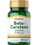 Piping Rock Beta Carotene 25000 IU Softgels - 100 Count Vitamin A Supplement | Non-GMO & Gluten Free - Buy Online on GoSupps.com