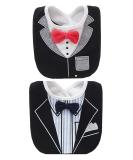 FEIFEI'S BOW 2PCS Baby Kids Bibs Set - Gentleman Bow Design - Cotton Feeding Apron for Boys - Buy Online on GoSupps.com