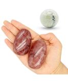 Orientrea Red Strawberry Quartz Palm Stone - 2 Pcs | Healing Crystal Pocket Energy Stone for Stress Relief | Smooth Worry Stone - Buy Online on GoSupps.com