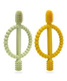 Baby biting toys 2 pieces of child toothbrush toothing aid bite ring made of silicone BPA-free stimulating and massaging wound gums from 3 months Dark Green & Dark Yellow - Buy Online on GoSupps.com