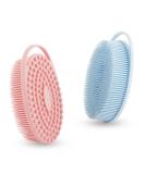 Soft Silicone Body Scrubber 2 PCS - Shower Loofah Brush for Exfoliating and Sensitive Skin - Pink and Blue - Buy Online on GoSupps.com