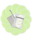 Bamboo Fiber Reusable Nursing Breast Pads - 12 Pieces with Laundry Bag & Travel Storage - Eco-Friendly Breastfeeding Essentials in Light Green - Buy Online on GoSupps.com